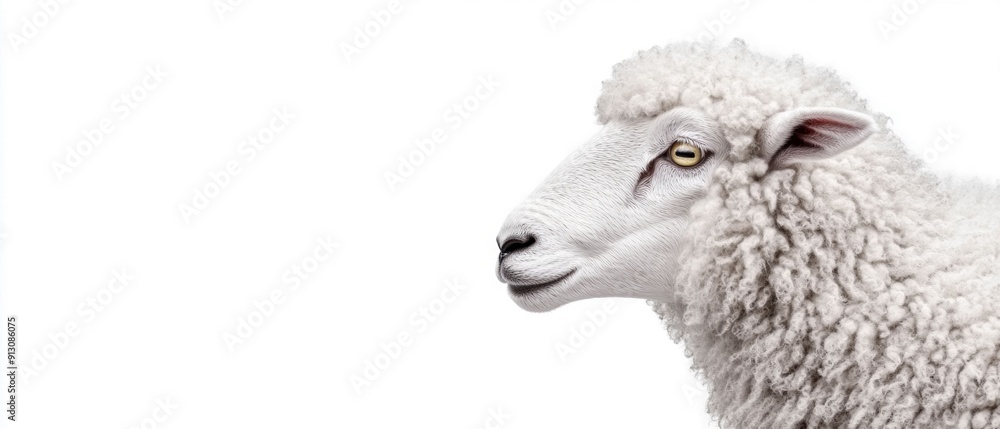 Obraz premium Sheep on White Background. Generative ai