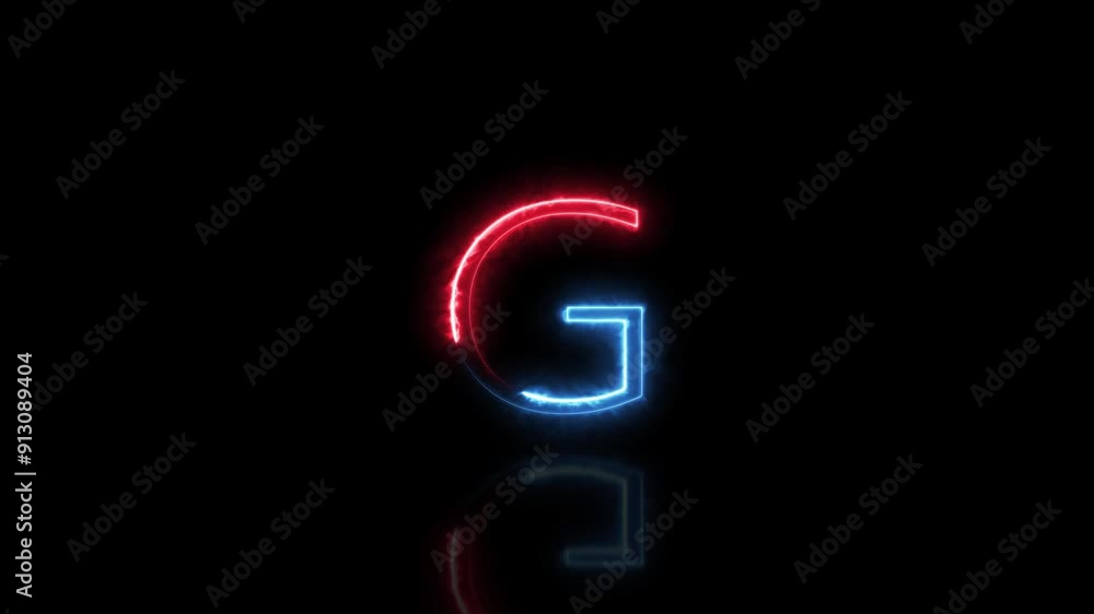 Abstract neon light energy outline letter icon. Neon font alphabet symbol with seamless looping animation on black background. Abstract neon light energy outline letter icon. Neon font alphabet symbol with seamless looping animation on black background.