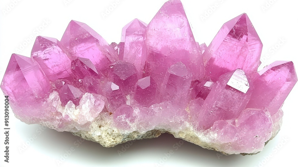 Unique Raw Kunzite Crystal with Vibrant Colors and Stunning Texture on White Background Unique Raw Kunzite Crystal with Vibrant Colors and Stunning Texture on White Background