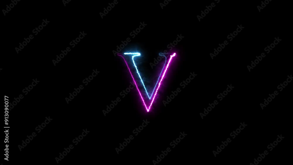 Abstract neon light energy outline letter icon. Neon font alphabet symbol with seamless looping animation on black background. Abstract neon light energy outline letter icon. Neon font alphabet symbol with seamless looping animation on black background.