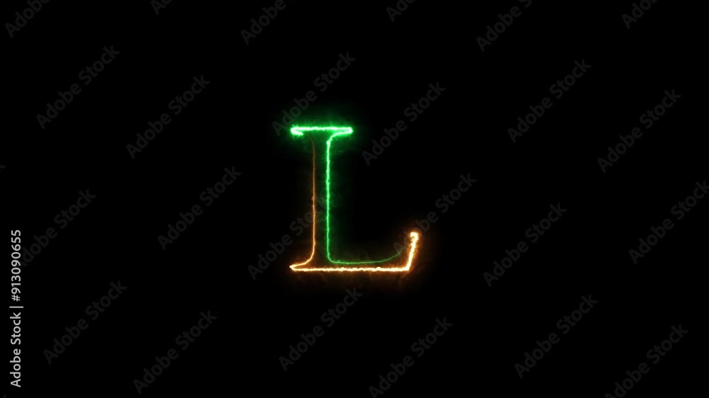 Abstract neon light energy outline letter icon. Neon font alphabet symbol with seamless looping animation on black background. Abstract neon light energy outline letter icon. Neon font alphabet symbol with seamless looping animation on black background.