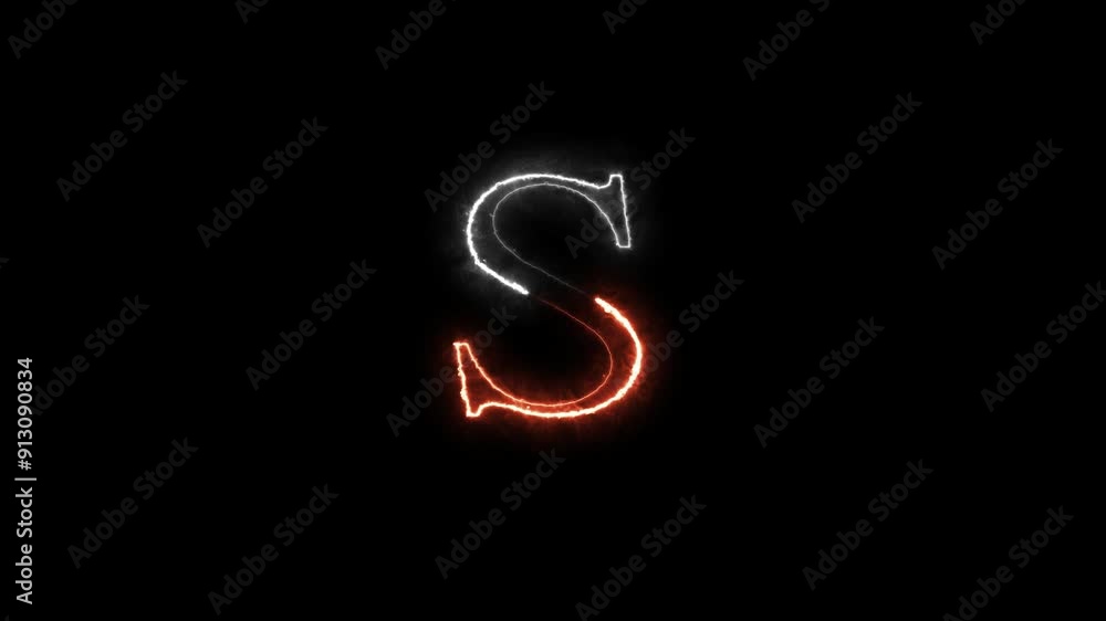 Abstract neon light energy outline letter icon. Neon font alphabet symbol with seamless looping animation on black background. Abstract neon light energy outline letter icon. Neon font alphabet symbol with seamless looping animation on black background.