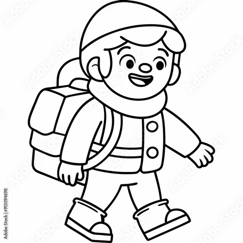 character traveling line art vector