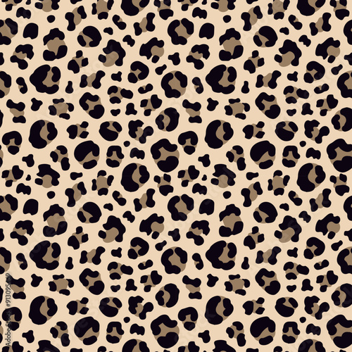 Seamless leopard print pattern with natural wild animal skin texture for fashionable textile designs. Animal, print, leopard, pattern, texture, wildlife, fabric, fashion, trendy, spots