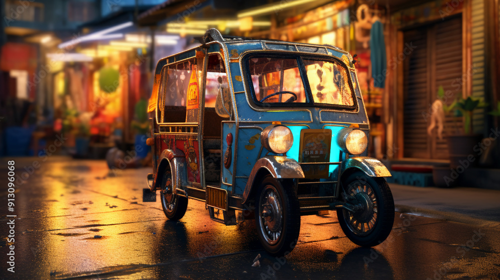 Obraz premium night city street