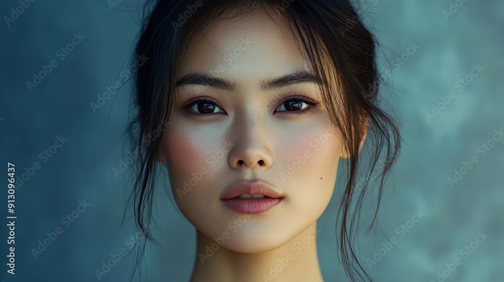 A woman with dark hair and a dark eye makeup A woman with dark hair and a dark eye makeup
