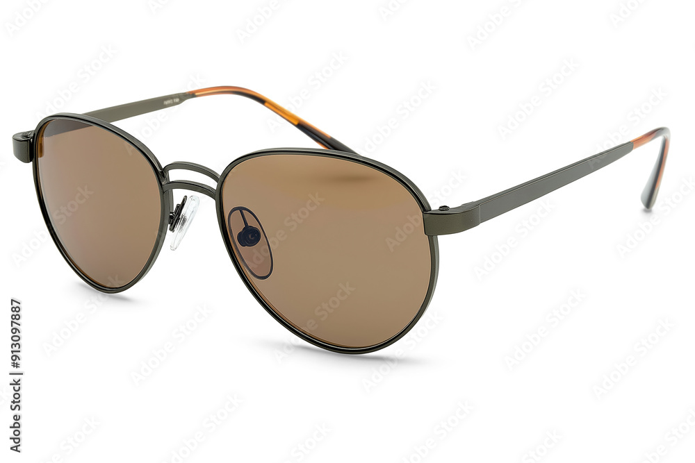 Stylish aviator sunglasses with brown lenses on transparent background png Stylish aviator sunglasses with brown lenses on transparent background png