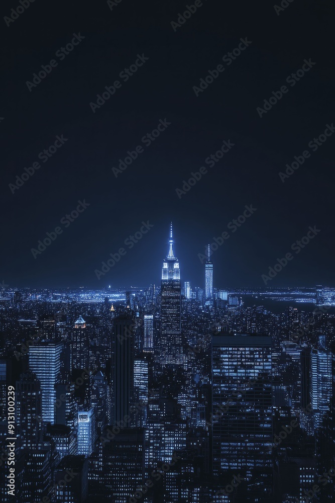 Fototapeta premium Captivating skyline filled with elegant buildings and colorful lights creating an amazing night ambiance