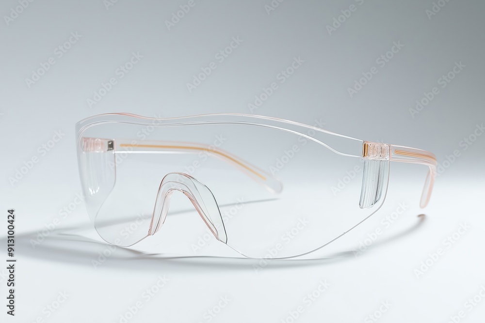 Pair of safety glasses resting on a white surface Pair of safety glasses resting on a white surface