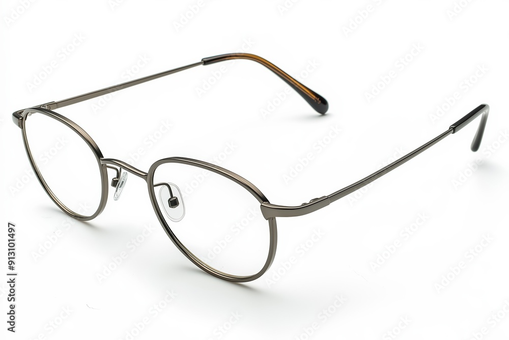 Stylish eyeglasses frame resting on white background Stylish eyeglasses frame resting on white background