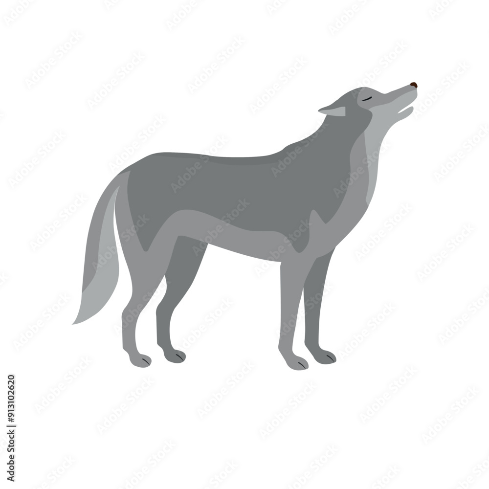 Vector flat hand drawn wolf isolated on white background Vector flat hand drawn wolf isolated on white background