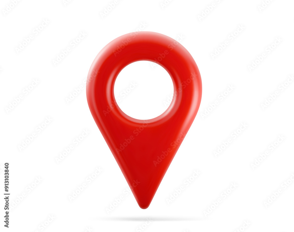 Red realistic 3D map pin pointer icon. Isolated on a white background. Vector illustration. Red realistic 3D map pin pointer icon. Isolated on a white background. Vector illustration.