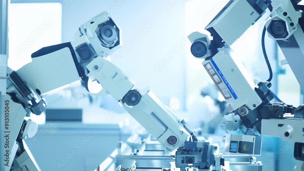 Empty production facility with industrial equipment and automatic machines in the background Empty production facility with industrial equipment and automatic machines in the background