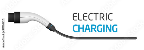 Electric car charging plug, EV charging connector, vector illustration