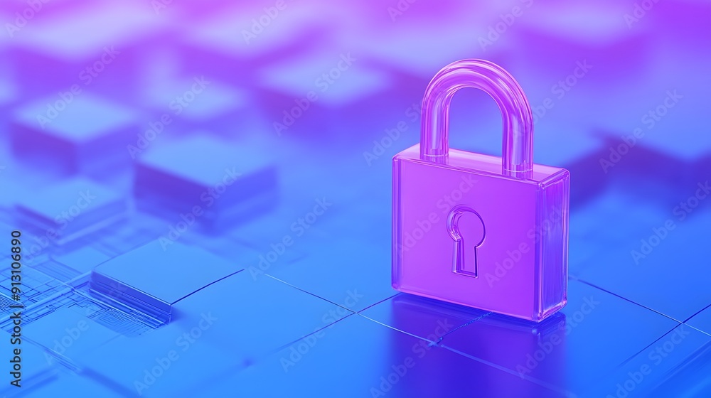Digital security concept featuring a pink lock on a blue futuristic surface, representing data protection and online privacy. Digital security concept featuring a pink lock on a blue futuristic surface, representing data protection and online privacy.
