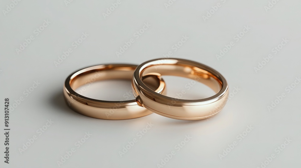 Minimalist Wedding Rings with Simple Design and Clean Lines on Plain White Background Minimalist Wedding Rings with Simple Design and Clean Lines on Plain White Background
