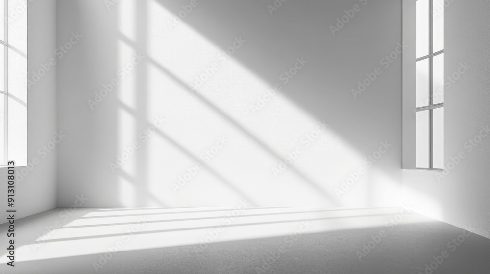 Fototapeta premium Minimalist White Background with Subtle Shadows and Ample Negative Space for Marketing Text Overlays