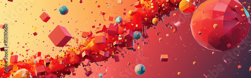 stylized representation of firecrackers, using linear elements and minimal colors, to capture the excitement and celebration of Chinese New Year photo