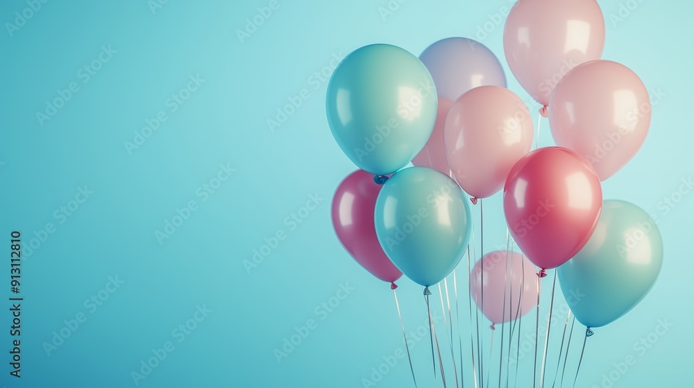 A lot of helium balloon with copy space for text. A lot of helium balloon with copy space for text.