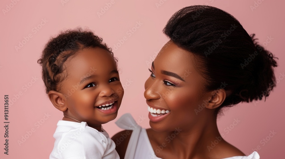 Heartwarming studio photograph of a woman and her happy baby, illustrating their affectionate connection and joy. Heartwarming studio photograph of a woman and her happy baby, illustrating their affectionate connection and joy.