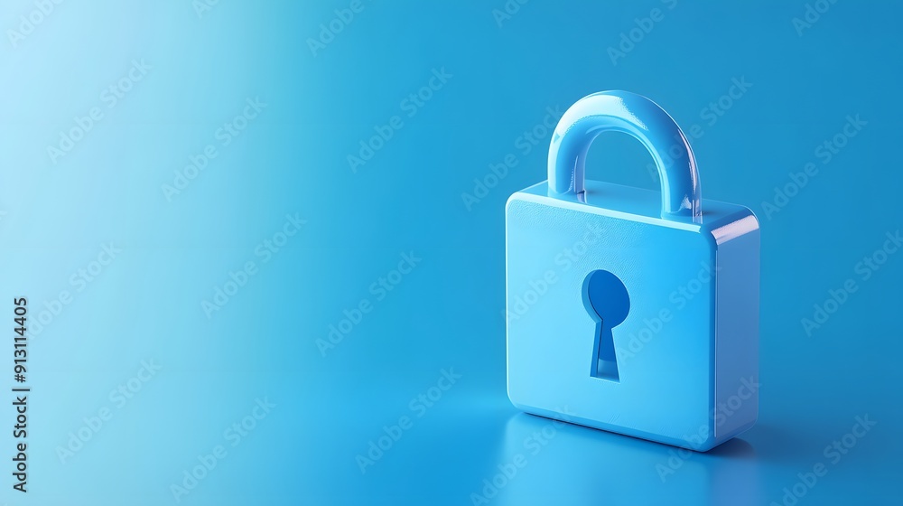 Minimalist blue padlock on a gradient background symbolizing security, protection, and safety. Perfect for cybersecurity and data protection themes. Minimalist blue padlock on a gradient background symbolizing security, protection, and safety. Perfect for cybersecurity and data protection themes.