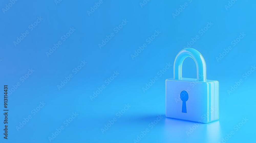 Minimalist blue padlock symbolizing security, privacy, and protection. Modern cyber safety concept against a simple, clean background. Minimalist blue padlock symbolizing security, privacy, and protection. Modern cyber safety concept against a simple, clean background.