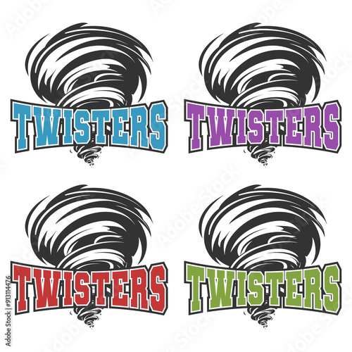 Twisters Illustration Clip Art Design Shape. Mascot Silhouette Icon Vector.