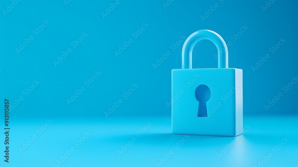 Minimalistic blue padlock symbolizing security on a gradient blue background. Ideal for concepts of protection and safety. Minimalistic blue padlock symbolizing security on a gradient blue background. Ideal for concepts of protection and safety.