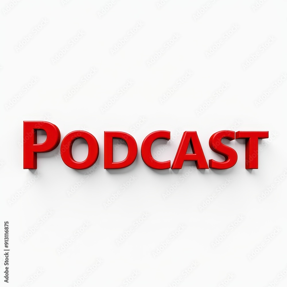 Bold red 'Podcast' text on a clean white background. Bold red 'Podcast' text on a clean white background.
