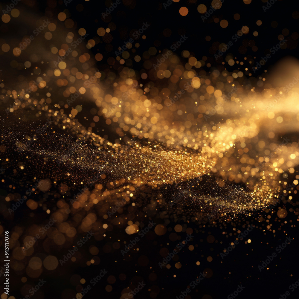 Abstract Golden Glitter Wave on Black Background Abstract Golden Glitter Wave on Black Background