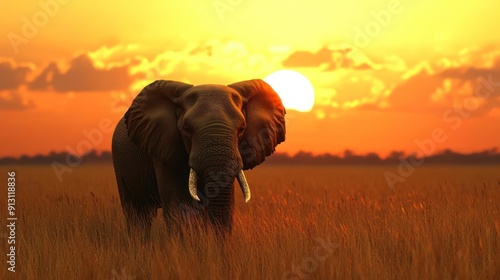 Majestic Elephant in Savannah Wallpaper