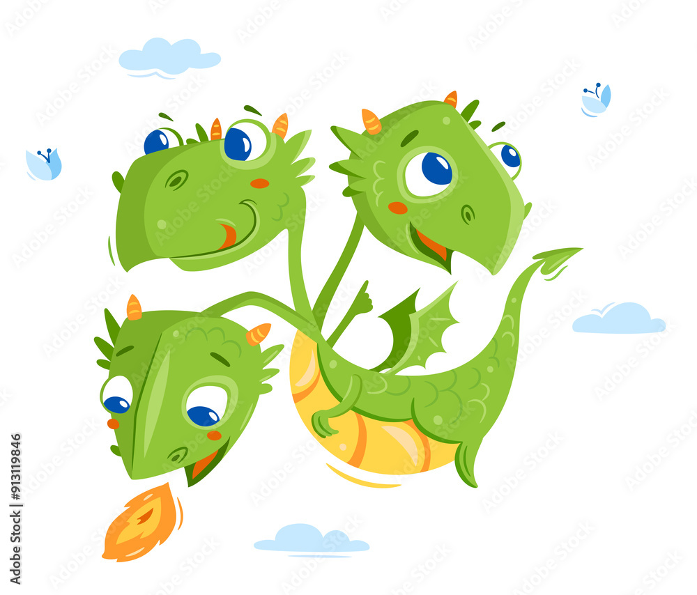 Obraz premium magic baby cute dragon mythical character print 