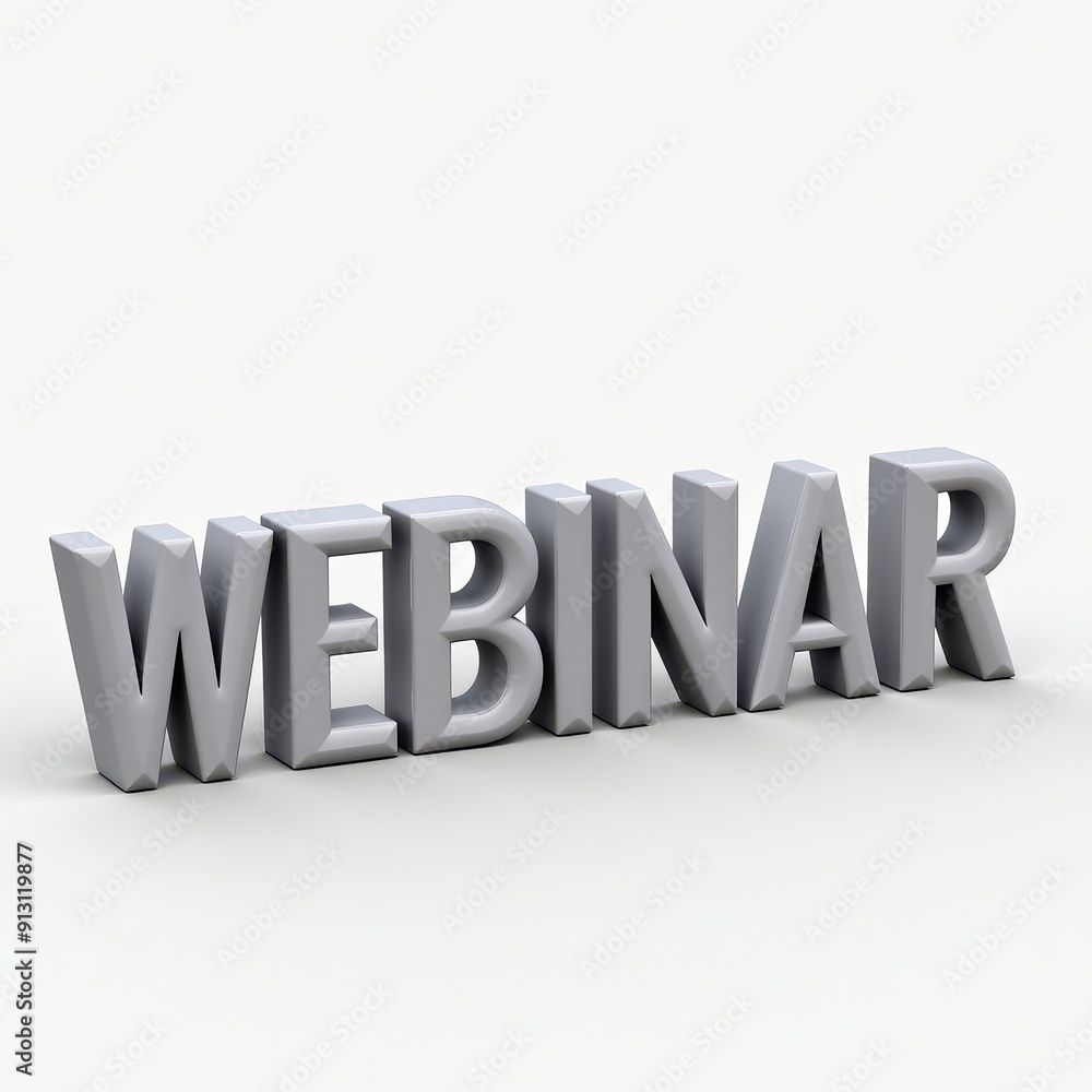 3D text reading 'WEBINAR' in large, silver letters against a white background. 3D text reading 'WEBINAR' in large, silver letters against a white background.