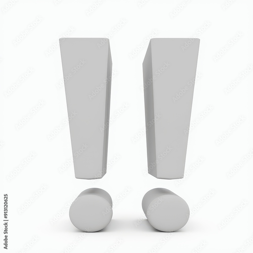 Exclamation point 3D sign icon illustration. Alert, attention, danger, warning concept three dimensional text design. Exclamation point 3D sign icon illustration. Alert, attention, danger, warning concept three dimensional text design.