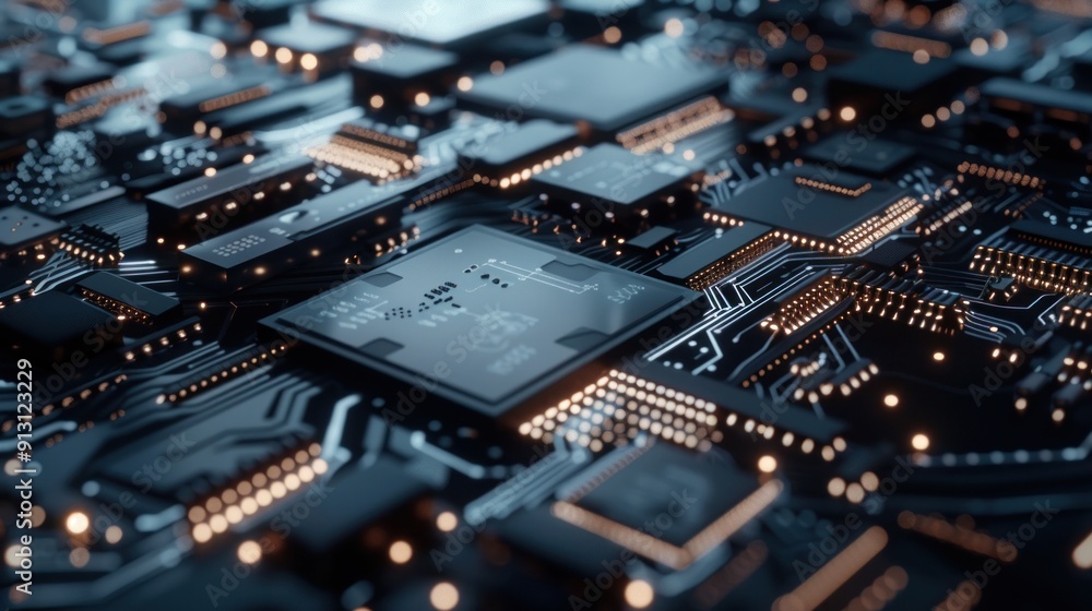 Close-up of a Circuit Board with a Central Processor Close-up of a Circuit Board with a Central Processor