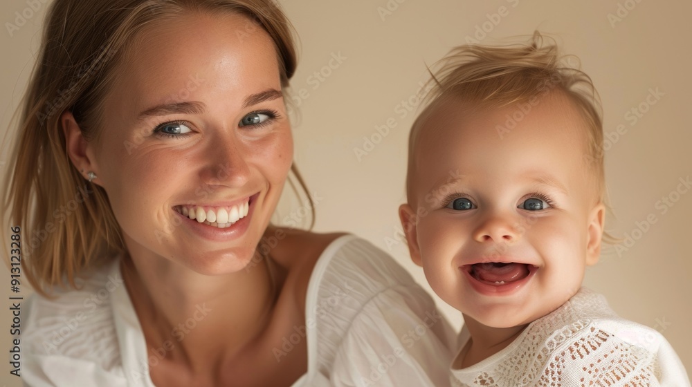Affectionate connection is beautifully shown through the smiles of a mother and her delighted baby. Affectionate connection is beautifully shown through the smiles of a mother and her delighted baby.