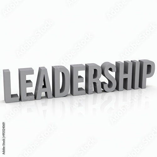 LEADERSHIP word 3D text typography. Business person, teamwork, direction concept finance web banner illustration.