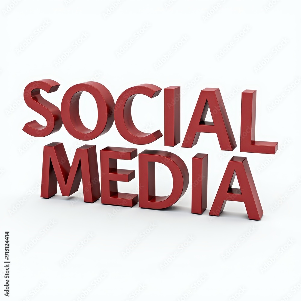 Social media 3D text lettering typography design. Web business marketing concept banner illustration. Social media 3D text lettering typography design. Web business marketing concept banner illustration.