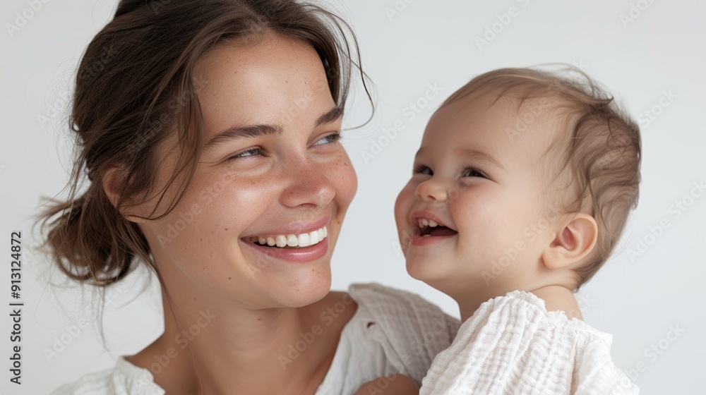 Affectionate connection is beautifully shown through the smiles of a mother and her delighted baby. Affectionate connection is beautifully shown through the smiles of a mother and her delighted baby.