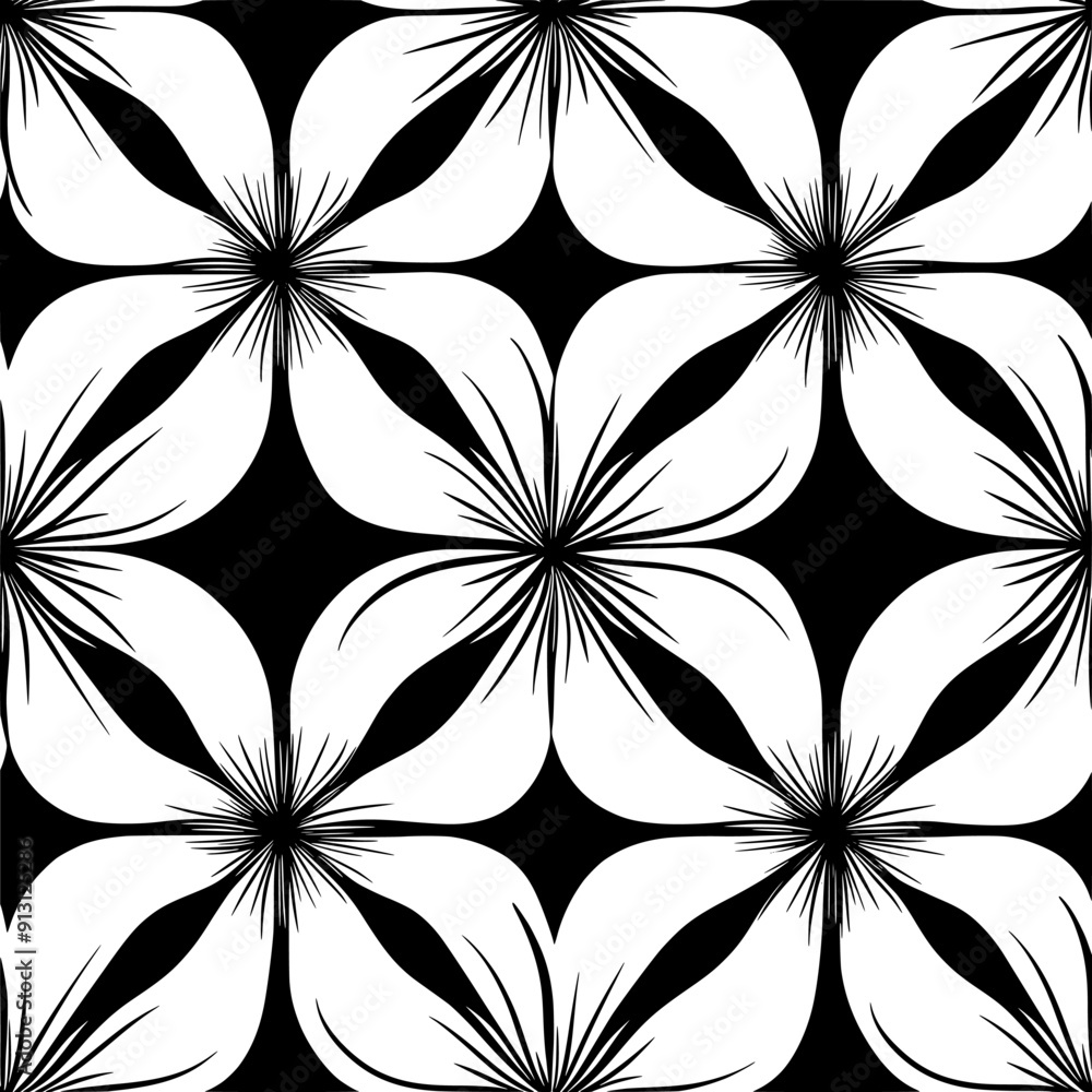 Fototapeta premium Alternating flower shapes creating a rhythmic design, seamless pattern vector