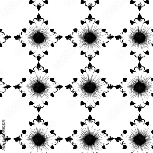 Alternating flower patterns in a rhythmic sequence, seamless pattern vector