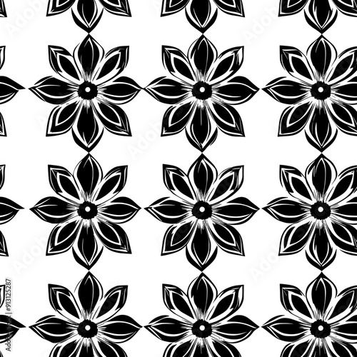 Alternating flower patterns in a rhythmic sequence, seamless pattern vector