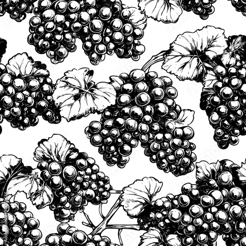 Clusters of grapes in a tessellated arrangement across the sheet, seamless pattern vector