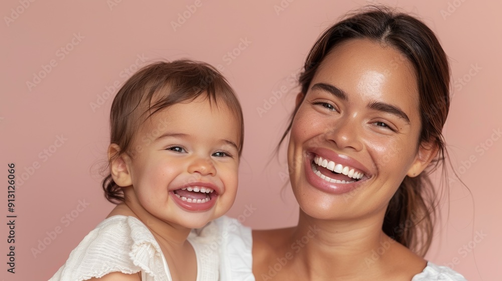 Gentle bond between a mother and her happy baby, reflecting their deep connection in a serene studio. Gentle bond between a mother and her happy baby, reflecting their deep connection in a serene studio.
