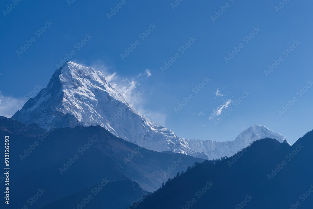 Breathtaking view over stunning Annapurna Himalayan mountain range from Poon Hill Trek in the early morning, Nepal Breathtaking view over stunning Annapurna Himalayan mountain range from Poon Hill Trek in the early morning, Nepal