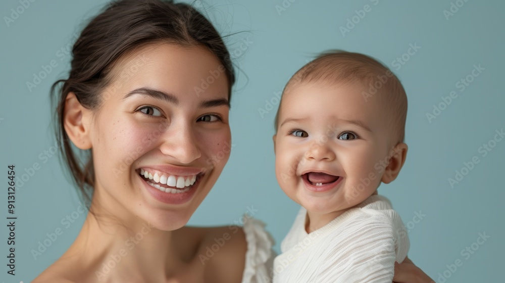 Affectionate connection is beautifully shown through the smiles of a mother and her delighted baby. Affectionate connection is beautifully shown through the smiles of a mother and her delighted baby.