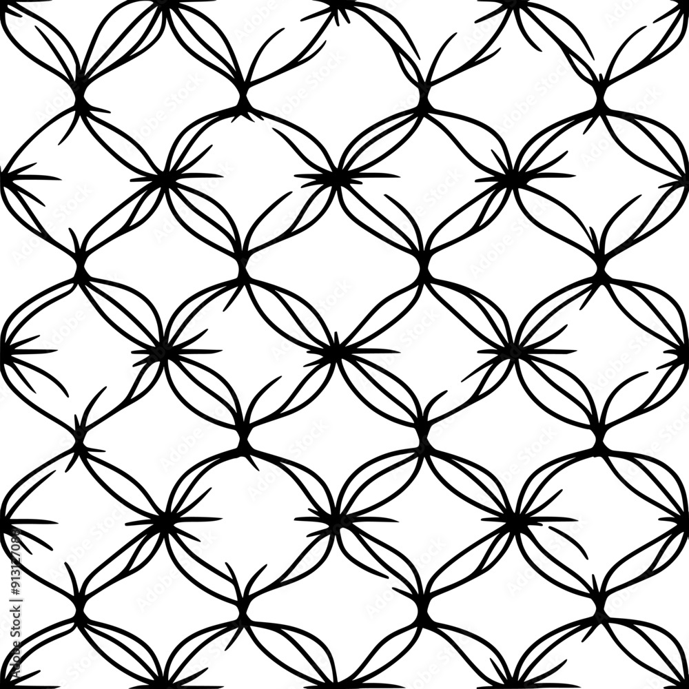 Pattern of interconnected flowers in a regular sequence, seamless pattern vector Pattern of interconnected flowers in a regular sequence, seamless pattern vector