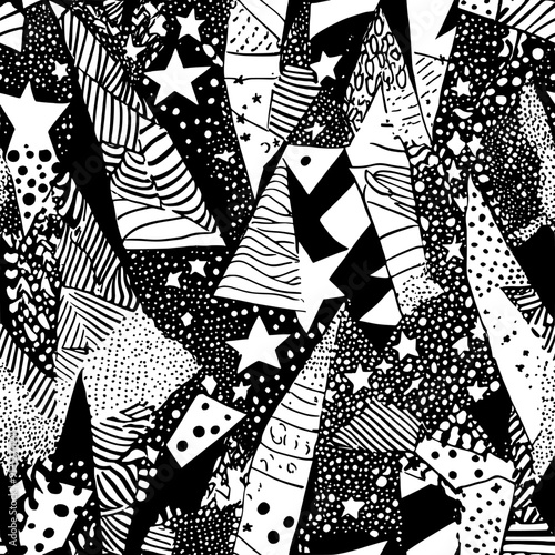 Party horns and stars in an intricate design, seamless pattern vector