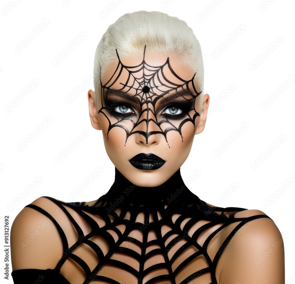 PNG Spiderweb makeup portrait adult individuality. PNG Spiderweb makeup portrait adult individuality.