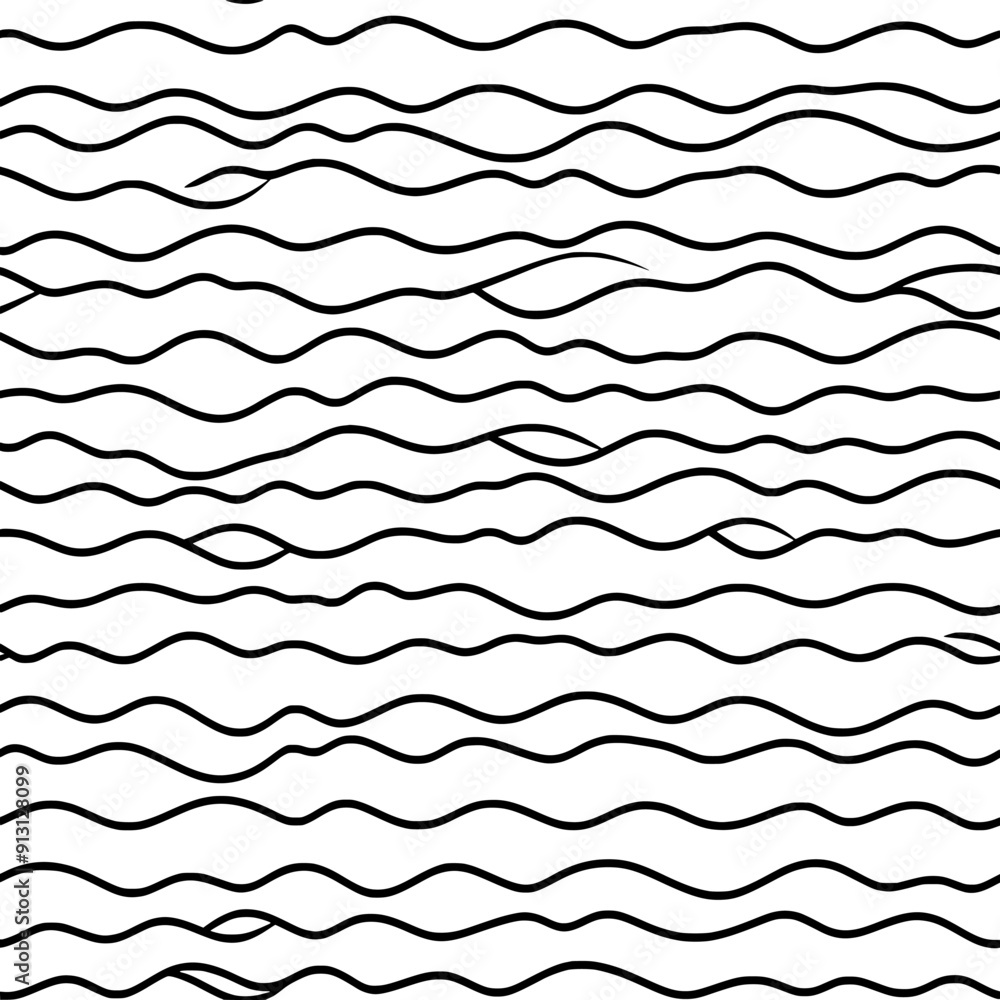 Series of parallel, evenly spaced wavy lines, seamless pattern vector Series of parallel, evenly spaced wavy lines, seamless pattern vector